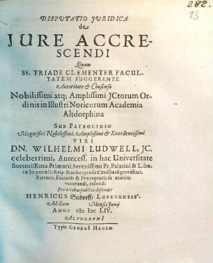 Dispvtatio jvridica de jure accrescendi