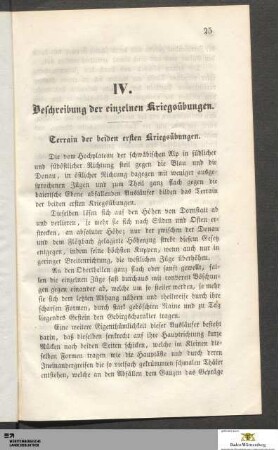 IV. Beschreibung der einzelnen Kriegsübungen