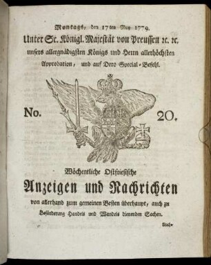 No. 20. Montags, den 17ten May 1779.