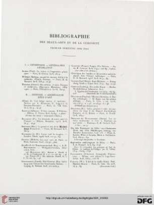 Bibliographie des Beaux-Arts et de la curiosité