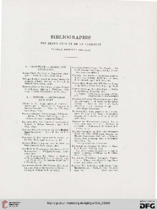 Bibliographie des Beaux-Arts et de la curiosité
