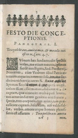 Festo Die Conceptionis. Panegyris I