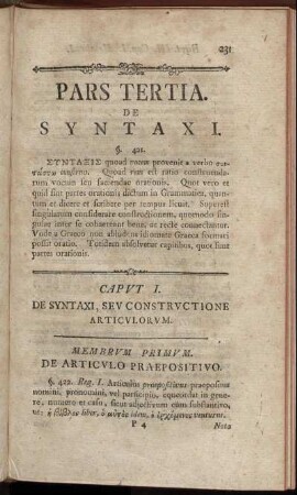 Pars Tertia. De Syntaxi.