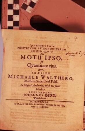 Positionum Astronomicarum Denarius ..., 5. De Motu Ipso & Quantitate eius