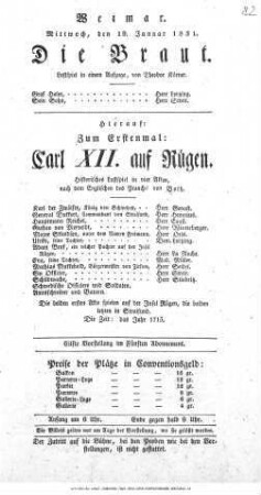 Carl XII. auf Rügen