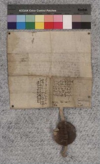Konrad Sne, Bürger zu Salzungen (Salzcungen), verkauft mit Zustimmung seiner Ehefrau Euphemia (Venie) und seiner Erben dem Priester Ludwig von Fischbach (Vischpach), seinem Schwager, drei Pfund jährlicher Gülte für gezahlte 30 Pfund Heller. Davon sind je 30 Schilling Gülte an Michaelis [29. Sept.] und an Walpurgis [1. Mai] fällig, erstmals am Fest des hl. Michael über ein Jahr; bei Säumnis kann der Käufer nach Mahnung Pfänder nehmen. Bei beabsichtigtem Verkauf der Gülte hat der Aussteller ein Vorkaufrecht. Auf seine Bitten kündigen Albrecht Stichling und Dietrich (Dieczel) Schrimph, Bürgermeister zu Salzungen, das Stadtsiegel an. Zeugen: Heinrich Schenkel, Ludwig (Lutz) Reinhard, Konrad von Waltershausen (Waltirshn.), Nikolaus von Fulda (Fulde), Heinrich Mestekoph (Mes-) und andere.