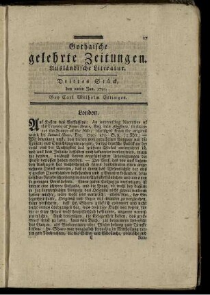 Drittes Stück, den 22ten Jan. 1791.