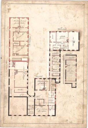 Voit, Johann Michael; Entwurf für ein Waisenhaus - Grundriss EG, Grundriss OG