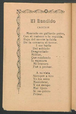 El bandido : Canción