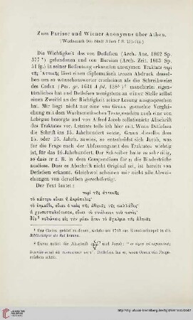 8: Zum Pariser und Wiener Anonymus über Athen : (Wachsmuth, Die Stadt Athen I, S. 731-744)