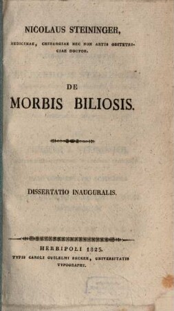 De morbis biliosis : diss. inaug.