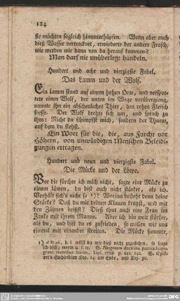Hundert und acht und vierzigste Fabel. Das Lamm und der Wolf