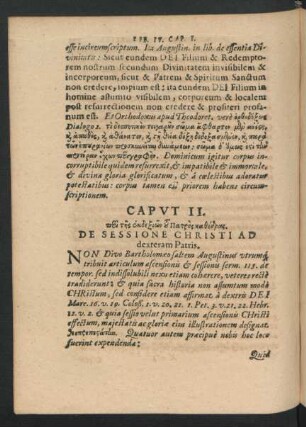 Caput II. De Sessione Christi Ad dexteram Patris.