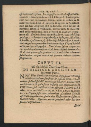 Caput II. De Sessione Christi Ad dexteram Patris.