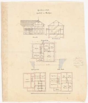 Grube Ilse (Kunheim & Co.), Großräschen/Bückgen Gasthof: Grundriss Keller, EG, 1. OG