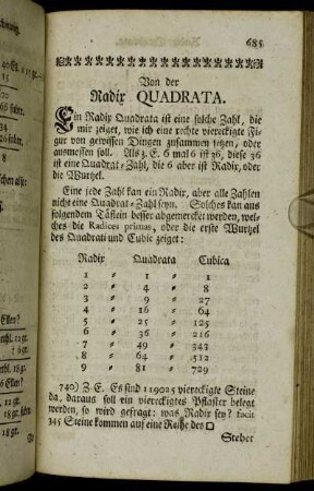 Von der Radix Quadrata. - Radix Cubica.
