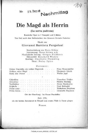 Die Magd als Herrin (La serva padrona)