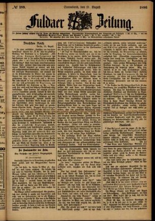 Ausgabe vom Samstag, den 21. August 1886.