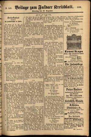 Zweite Ausgabe vom Dienstag, den 15. Dezember 1896.