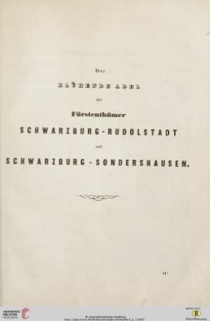 Der blühende Adel der Fürstenthümer Schwarzburg-Rudolstadt und Schwarzburg-Sondershausen