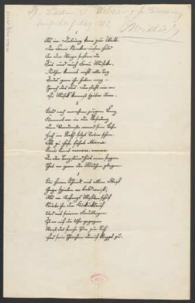 Hochzeitsgedicht für Ludwig und Elisabeth Strecker