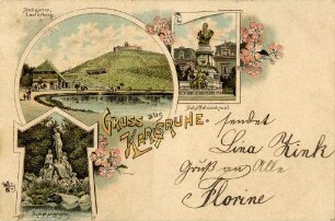 Postkartenalbum mit Motiven von Karlsruhe. "Gruß aus Karlsruhe"