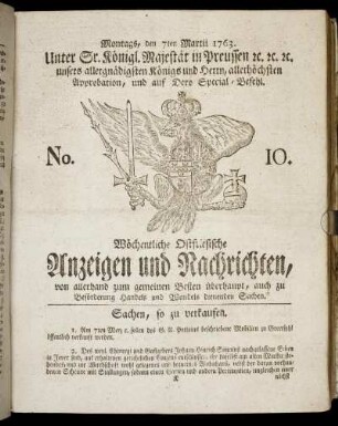 No. 10. Montags, den 7ten Martii 1763.