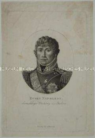 Ovales Brustbildnis des ehemaligen Vizekönigs von Italien Eugen Napoleon im Uniformrock mit Ordensschmuck