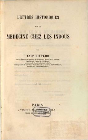 Lettres historiques sur la médecine chez les Indous