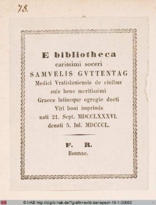 Exlibris des Samuel Simon Guttentag