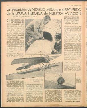 La reaparición de Virgilio Mira trae el recuerdo de la época heroica de nuetra aviación