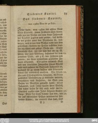 Das siebente Kapitel, vom 29sten Vers bis zu Ende.