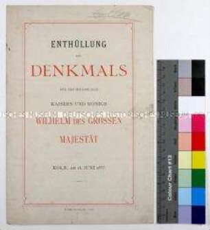 Textblatt der Hymne und Gesänge zur Enthüllung des Denkmals für Kaiser Wilhelm I. in Köln-Mülheim