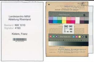 Entnazifizierung Franz Kisters , geb. 28.10.1902 (Schlosser)