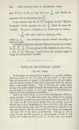 NOTE ON RECIPROCAL LINES.