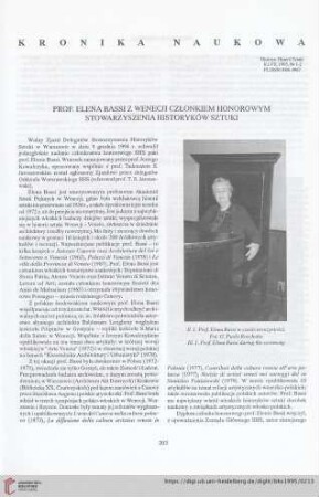 57: Prof. Elena Bassi z Wenecji członkiem honorowym Stowarzyszenia Historyków Sztuki