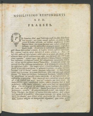 Nobilissimo Respondenti S.P.D. Praeses