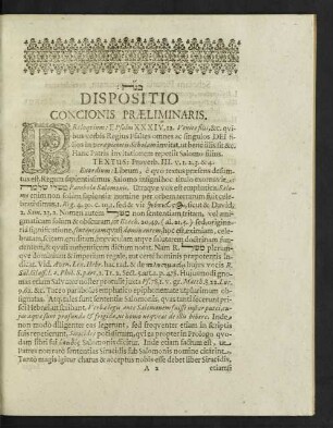 Dispositio Concionis Praeliminaris.