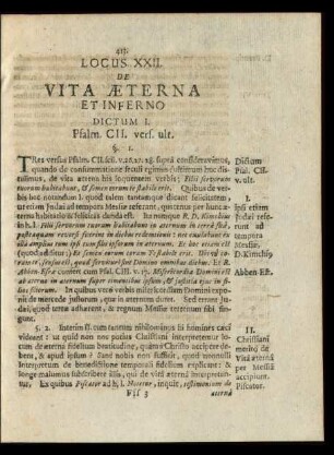 Locus XXII. De Vita Aeterna Et Inferno