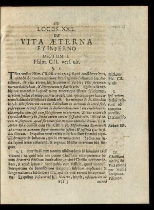 Locus XXII. De Vita Aeterna Et Inferno