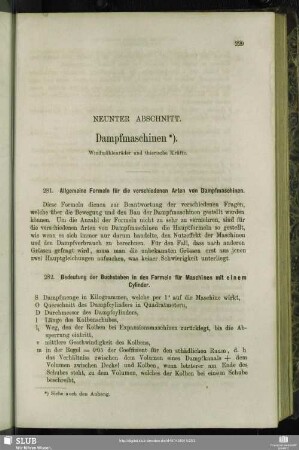 Neunter Abschnitt. Dampfmaschinen.