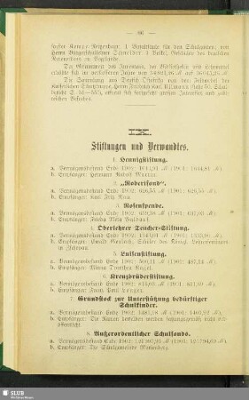 IX. Stiftungen und Verwandtes