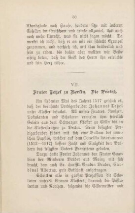 VII. Frater Tetzel zu Berlin. Die Profeß