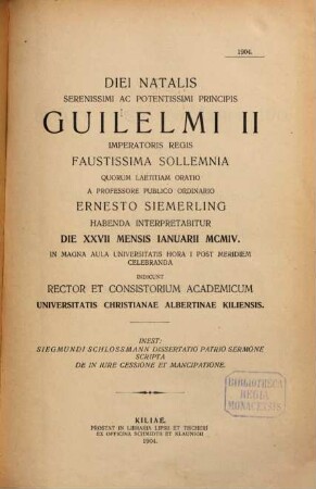 Dissertatio patrio sermone scripta de in iure cessione et mancipatione : eine rechts- u. sprachgeschichtliche Untersuchung