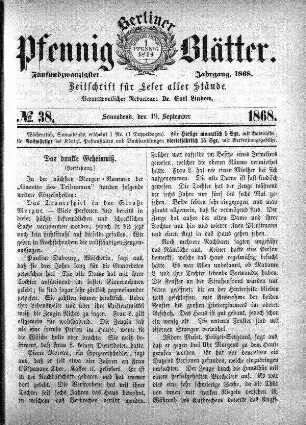 No. 38, Sonnabend, den 19. September