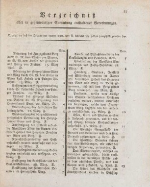 Verzeichniß aller in gegenwärtiger Sammlung enthaltenen Verordnungen