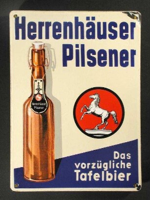 Werbeschild "Herrenhäuser Pilsener"