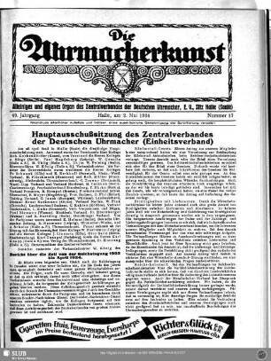 Hauptausschußsitzung des Zentralverbandes der Deutschen Uhrmacher (Einheitsverband)