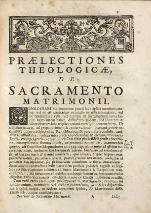 Praelectiones Theologicae, De Sacramento Matrimonii : Quas in Scholis Sorbonicis habuit