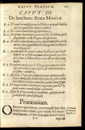 Caput III. De Sanctitate Beatae Mariae.